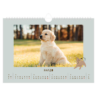 Calendario A4 horizontal — Cachorro juguetón [Marzo]