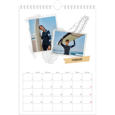 Calendario personalizado A4 — Scrapbook con estilo [Febrero]