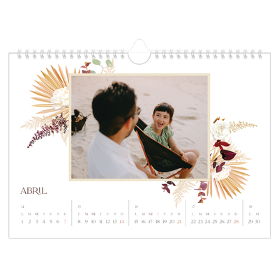 Calendario A4 horizontal — Boho [Abril]