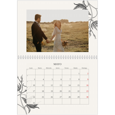 Calendario personalizado doble A4 — Tinta y hiedra [Mayo]