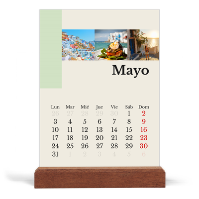 Calendario de mesa con base de madera - vertical  — Lugares del mundo [portada]