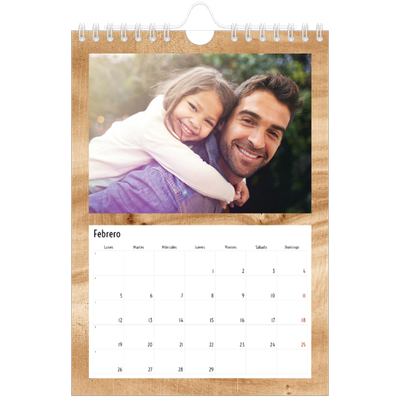 Calendario personalizado A5 — Madera [Febrero]