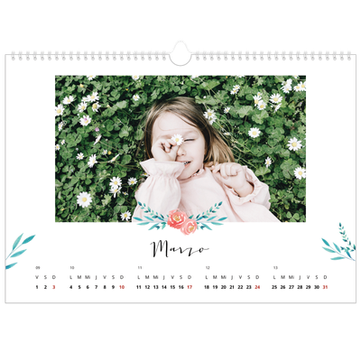 Calendario A3 horizontal — Ilustraciones de flores [Marzo]