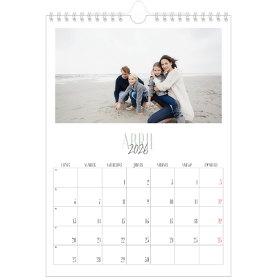 Calendario personalizado A4 — Tipografía mixta [Abril]