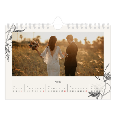 Calendario personalizado A5 — Tinta y hiedra [Abril]
