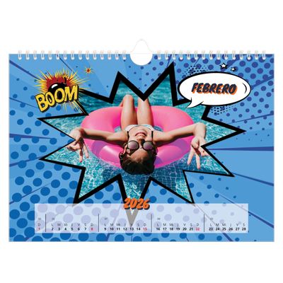 Calendario A4 horizontal — Libro de cómics [Febrero]