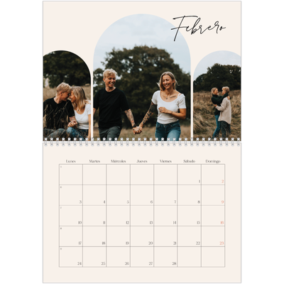 Calendario personalizado doble A4 — Arco de recuerdos [Febrero]
