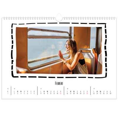 Calendario A3 horizontal — Momentos en retro [Febrero]