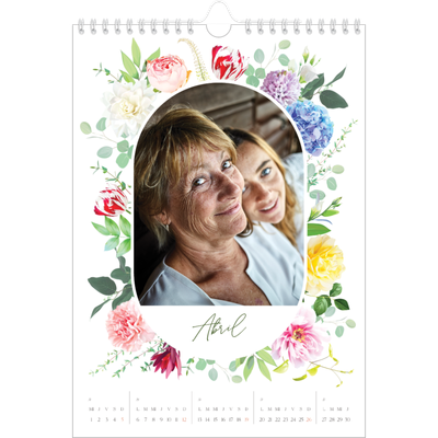 Calendario personalizado A4 — Flores tradicionales [Abril]