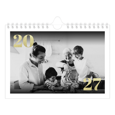 Calendario personalizado A5 — Números grandes de purpurina [portada]