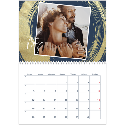 Calendario personalizado doble A4 — Fondos de pincel dorado [portada]