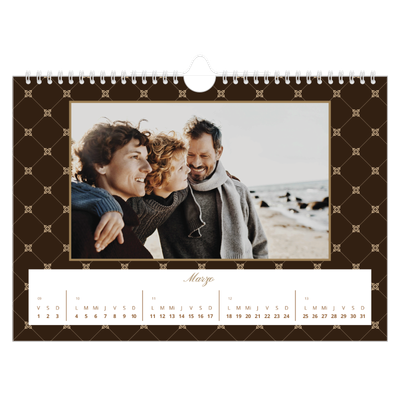Calendario A4 horizontal — Vintage monocromo [Marzo]