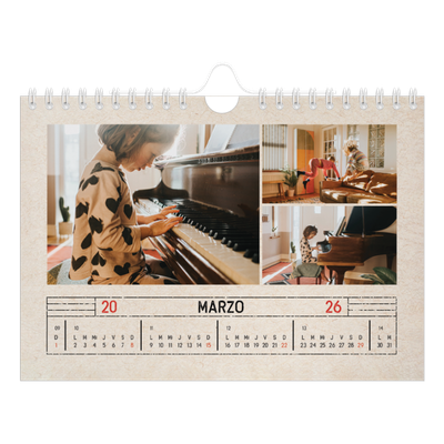 Calendario personalizado A5 — Efecto de sello craft [Marzo]