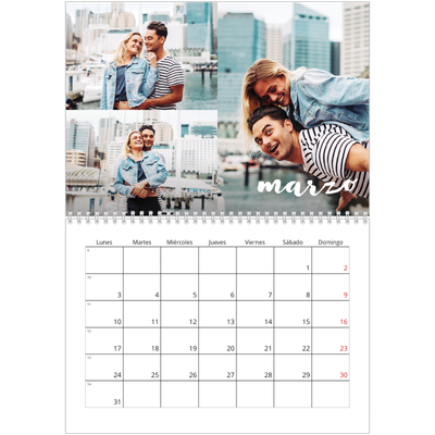 Calendario personalizado doble A4 — Guión sencillo [Marzo]