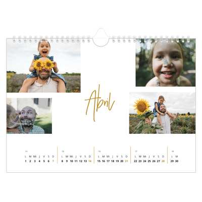Calendario A4 horizontal — Rotulador dorado [Abril]