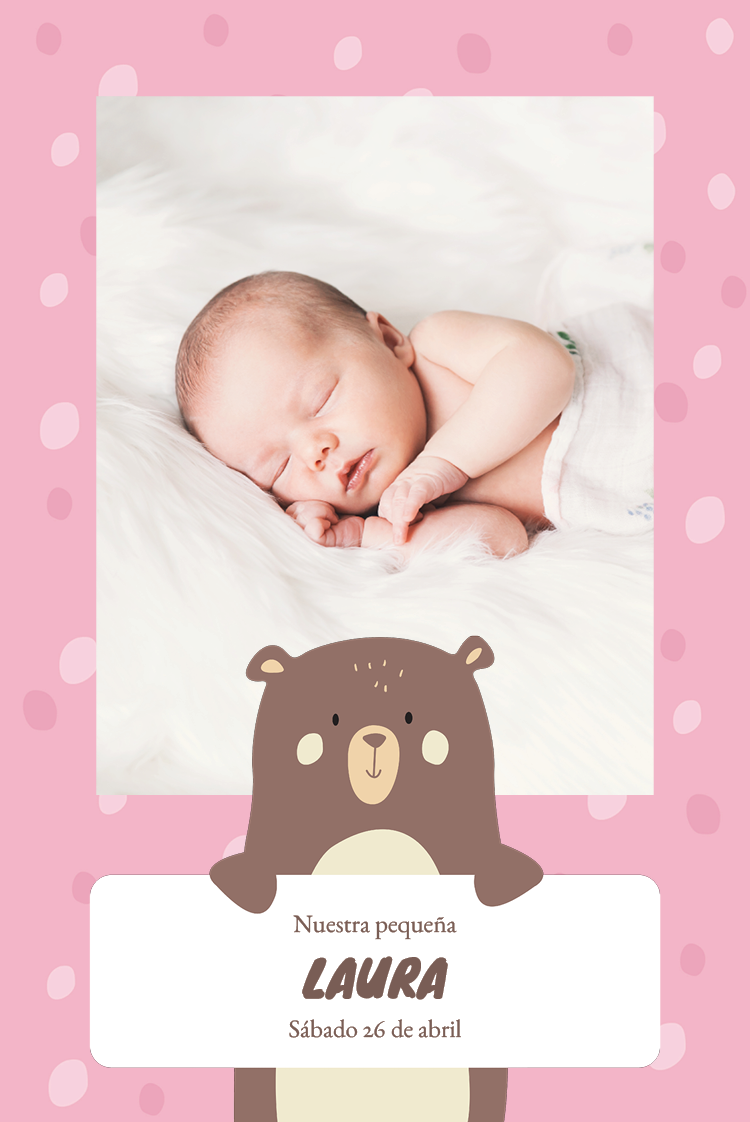 Invitaciones — Osito - rosa