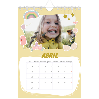 Calendario personalizado A5 — Unicornio arcoíris [Abril]