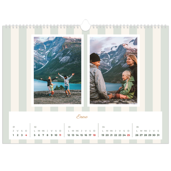 Calendario personalizado A3 horizontal  — Letras y rayas