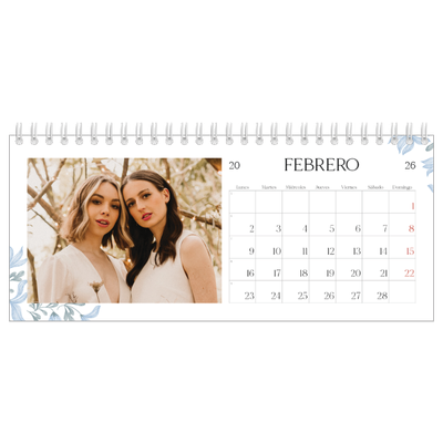 Calendarios de mesa — Romance en blanco y azul [Febrero]