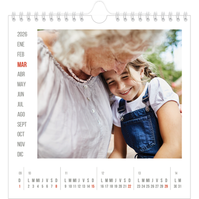 Calendarios Cuadrados — Reflejos rojos [Marzo]