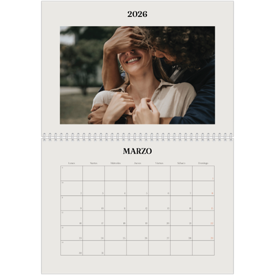 Calendario personalizado doble A4 — Marfil simple [Marzo]