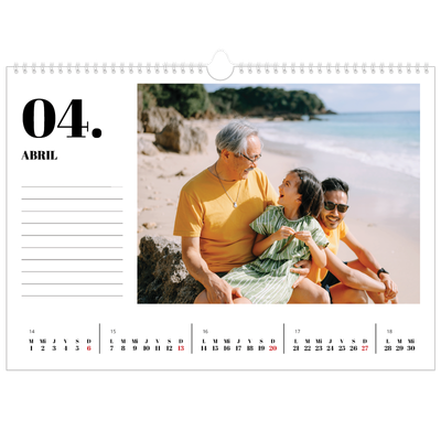 Calendario A3 horizontal — Serif y momentos [Abril]