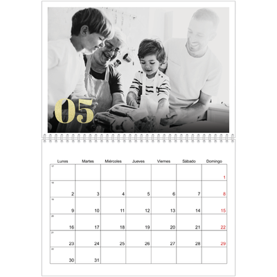 Calendario personalizado doble A4 — Números grandes de purpurina [portada]