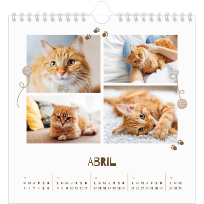 Calendarios Cuadrados — Gatito juguetón [Abril]