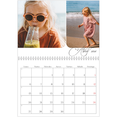 Calendario personalizado doble A4 — Fotos y caligrafía [Abril]