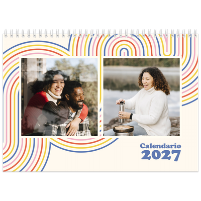Calendario personalizado doble A4 — Líneas retro [portada]
