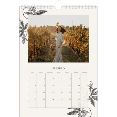 Calendario personalizado A4 — Tinta y hiedra [Febrero]