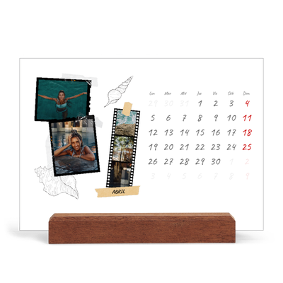 Calendario de mesa con base de madera - apaisado  — Scrapbook con estilo [Abril]