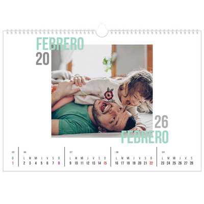 Calendario A3 horizontal — Tipo de pareja [Febrero]
