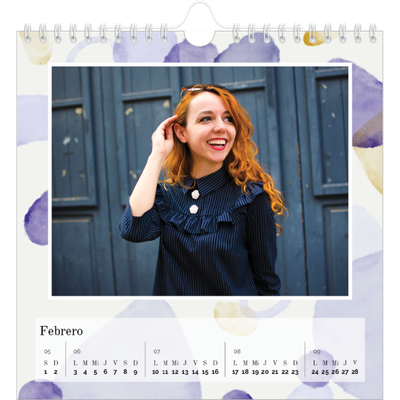 Calendarios Cuadrados — Manchas de acuarela [Febrero]