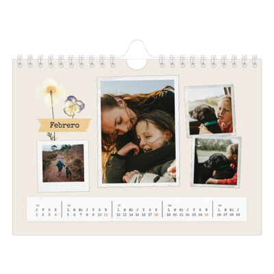 Calendario personalizado A5 — Scrapbook vintage [Febrero]