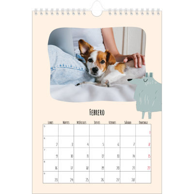Calendario personalizado A4 — Perros y garabatos [Febrero]
