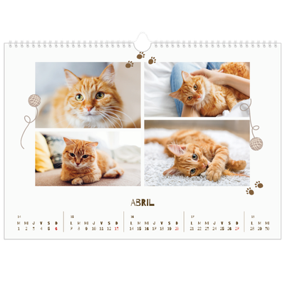 Calendario A3 horizontal — Gatito juguetón [Abril]
