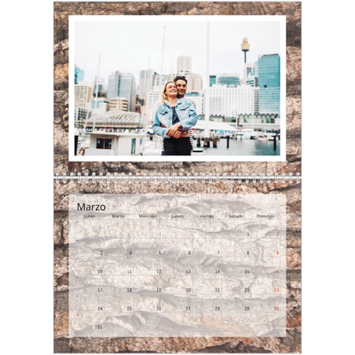 Calendario personalizado doble A4 — Corteza de árbol [Marzo]