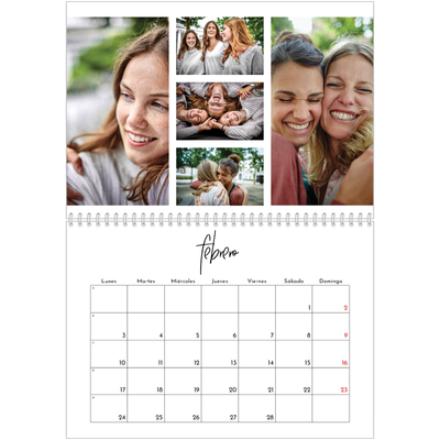 Calendario personalizado doble A4 — Disposición de fotos [Febrero]