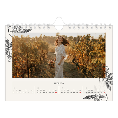 Calendario personalizado A5 — Tinta y hiedra [Febrero]