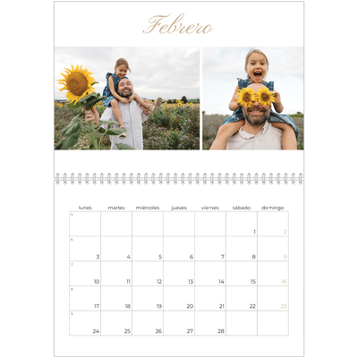Calendario personalizado doble A4 — Cajas de tiras de fotos [Febrero]