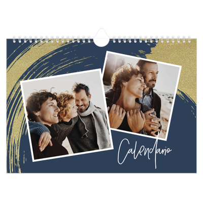 Calendario A4 horizontal — Fondos de pincel dorado [portada]