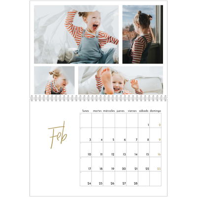 Calendario personalizado doble A4 — Texto en garabatos [Febrero]