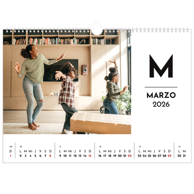 Calendario A3 horizontal — Letra destacada [Marzo]
