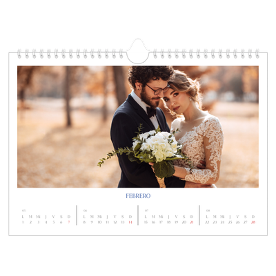 Calendario A4 horizontal — Clásico cobalto [Febrero]