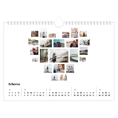 Calendario A4 horizontal — Formas de collage [Febrero]