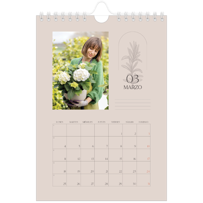 Calendario personalizado A5 — Botánica sencilla [Marzo]