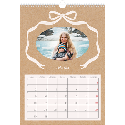 Calendarios A3 — Papel kraft y lazo [Marzo]