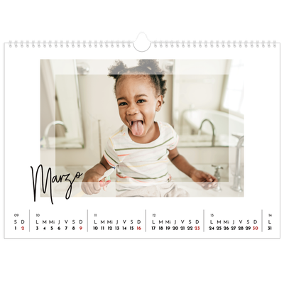 Calendario A3 horizontal — Marco transparente [Marzo]