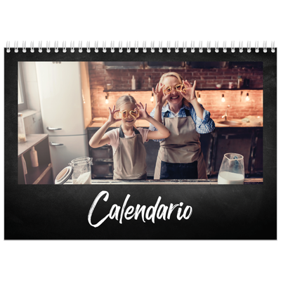 Calendario personalizado doble A4 — Estilo de pizarra [portada]
